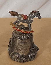 Vintage pewter rocking horse thimble