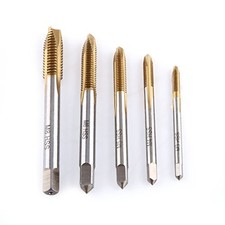 Taps Fluted Metric, 5 Pcs Hss Metric Tap and Die Set, Metric Straight Flute T...