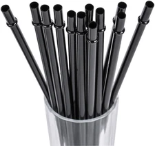 13 Inch Long Black Reusable Plastic Replacement Drinking Straws for 40 oz & 50 o