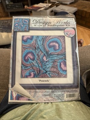 Design Works #2518 PEACOCK 10'' x 10'' Needlepoint Kit, NEW, SEALED