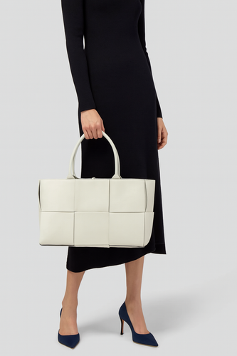 Borsa Bottega Veneta Medium Arco Intreccio in pelle bianca - Foto 2 di 21