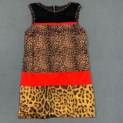 2b Bebe Women's L Leopard Print Sleeveless Mini Dress Black Red