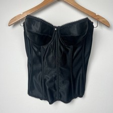 Dominique Underwire Bustier Corset Bridal Prom Bra Black Boning 36 B