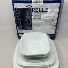 Corelle Cherish Embossed White Square 16-Piece Dinnerware Set, Service for 4