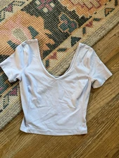 Lululemon purple  Align Short Sleeve V Neck Crop Top Athletic Shirt Size 2