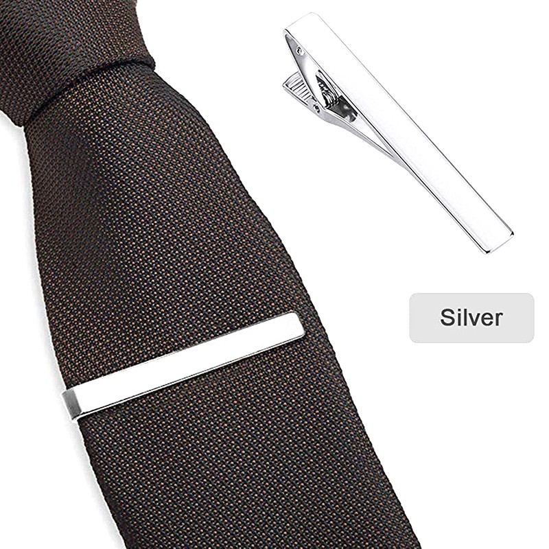 Mens Silver Elegant Plain Tie Clip Clasp main image 1