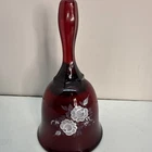 Vintage Fenton Ruby Red Glass Bell Hand Painted & Signed S. Meumier