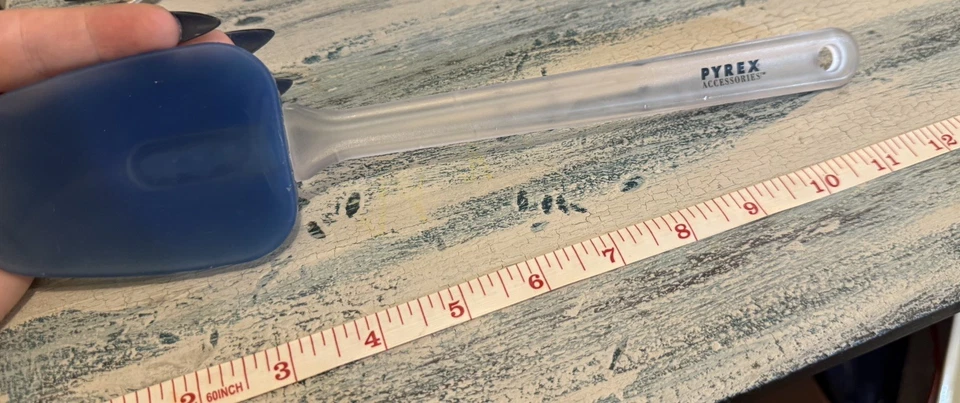 Vintage Pyrex Silicone Spatula – Blue Head, Clear Handle Baking Tool 11.75" - Image 2 of 4