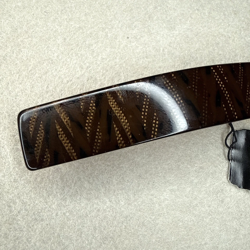 France Luxe Classic Rectangle Barrette - Brown Chevron (NEW) - Image 2 of 4