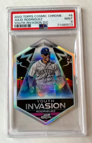 2022 TOPPS COSMIC CHROME JULIO RODRIGUEZ YOUTH INVASION RC CASE HIT SSP PSA 9