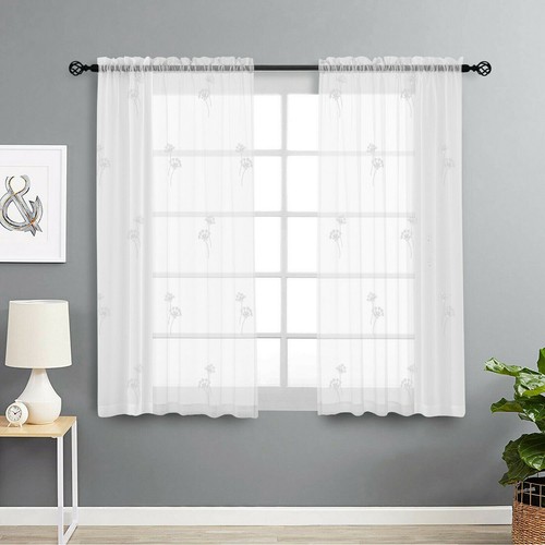 "Penrose White" - Sheer Slot Top Single Voile Patterned Panels - Free Postage - Picture 2 of 4