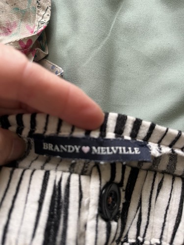 John Galt Brandy Melville Striped High Rise Lightweight Cotton Stretch Pants P30 - Picture 4 of 6