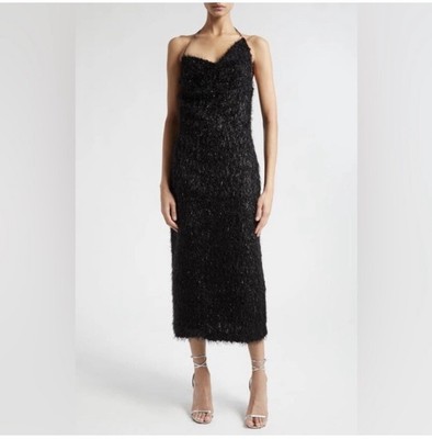 STINE GOYA PROMISE DRESS In  FLUFFY BLACK SIZE L $540 NWOT