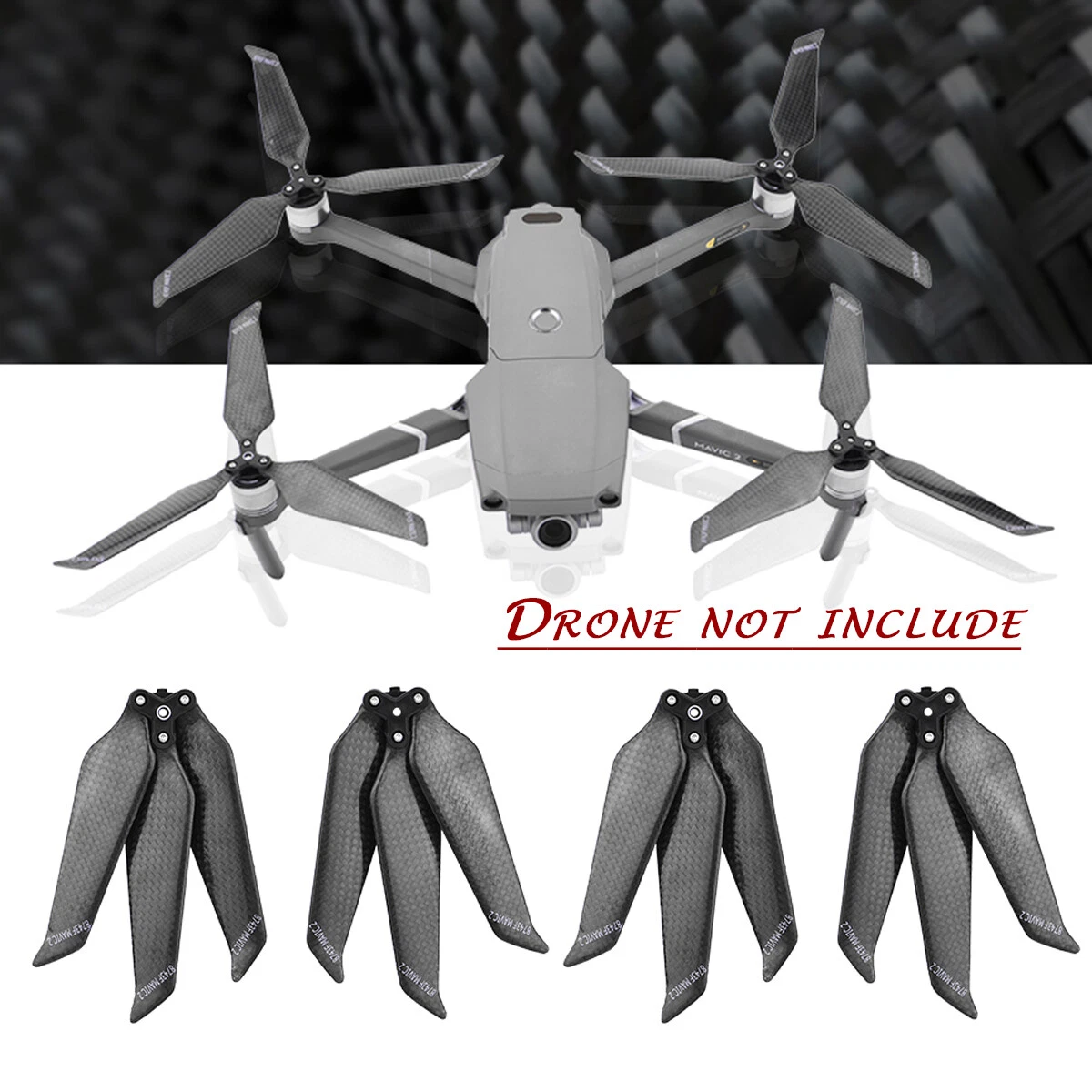 4 Carbon Fiber 8743F Low-noise 3-Blade Propeller for DJI Mavic 2 Pro Zoom  Drones