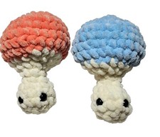 2 Handmade Crochet Amigurumi mushrooms
