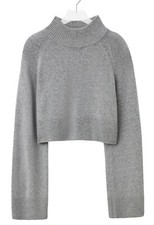 Reformation Garrett Womens Turtleneck Cashmere Crop Sweater in Husky Grey Size L