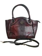 Avalon Stauer Crocodile Embossed Maroon Crossbody Purse W/ Strap