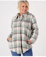 Koolaburra By Ugg Womens Sage Green Purple Cozy Sherpa Shacket Shirt Jacket Sz M