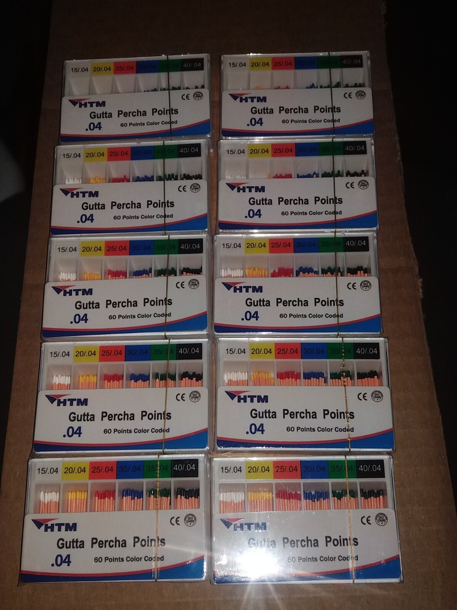 Points En Gutta-Percha Dentaire - Taper .04 - Taille #20 - Lot De 60 - Jaune - Neuf Sous Blister