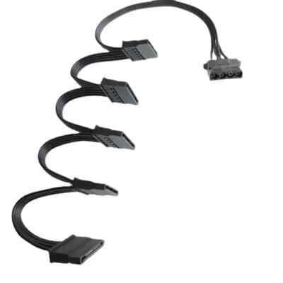 Hard Drive 4Pin IDE Molex to 5 SATA Splitter Converter Power Supply Cable 18AWG