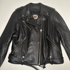 Chaqueta de cuero HARLEY DAVIDSON Double Riders NEGRA Motociclista EE. UU. Ciclismo Queen Grande