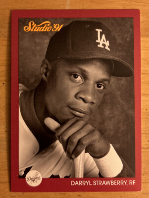 1991 Leaf Studio Darryl Strawberry Card #190 Dodgers HOF Right Field VG O/C