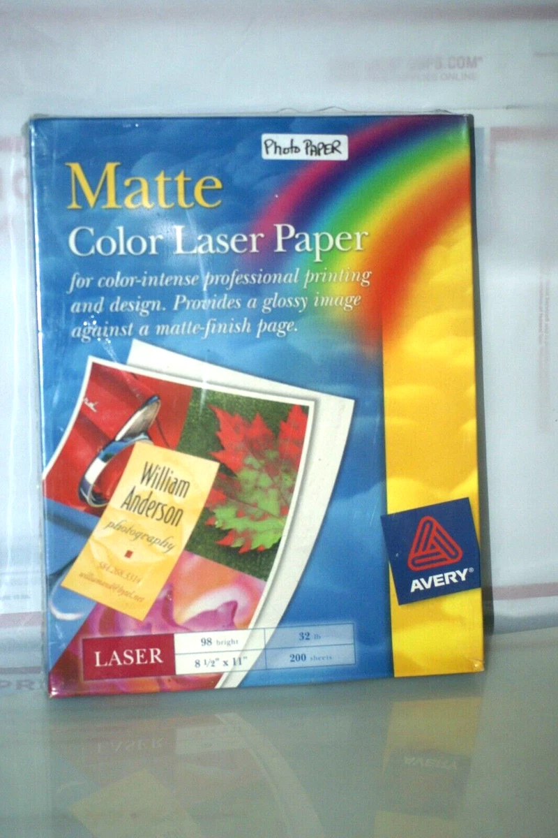 MATTE COLOR Printer Laser Paper 32 Lb 8.5 x 11 200 SHEET AVERY