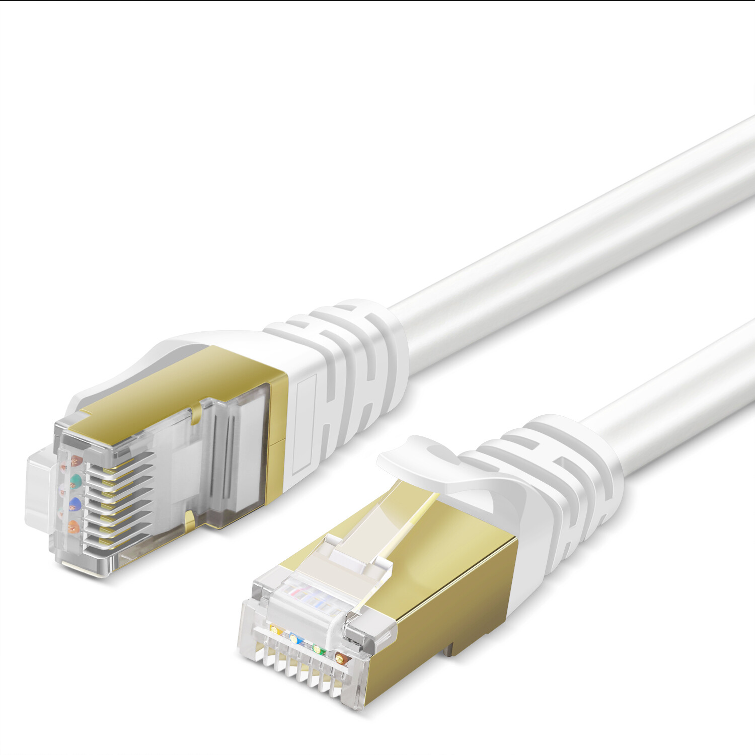 High Speed 25ft CAT7 Ethernet Cable 10Gbps 600MHz White LAN-image