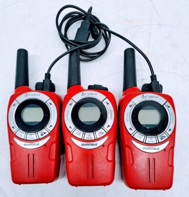 Lot of 3 Cobra ACXT360 Red 24.9-Mile LCD Display 2-Way Radio Walkie Talkie
