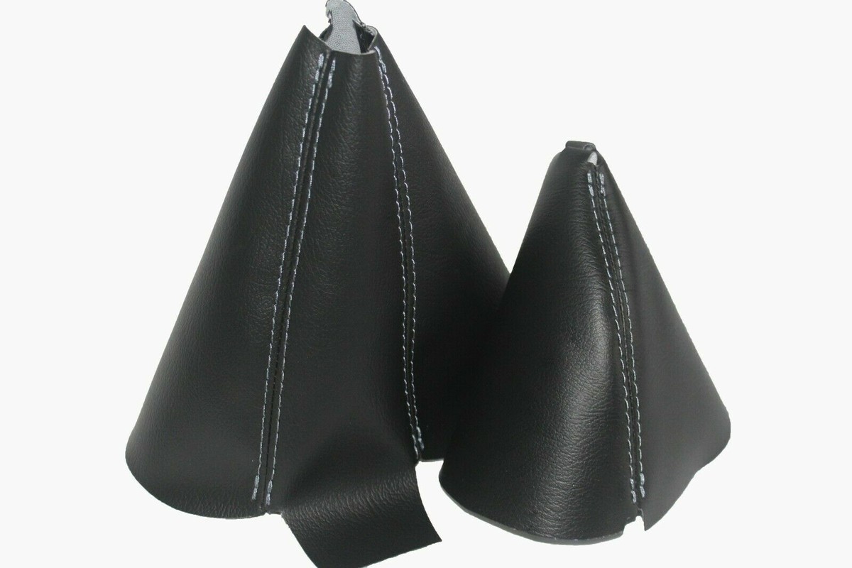 Black w/Gray Stitch Vinyl Manual & E-Brake Boot SET For 90-96