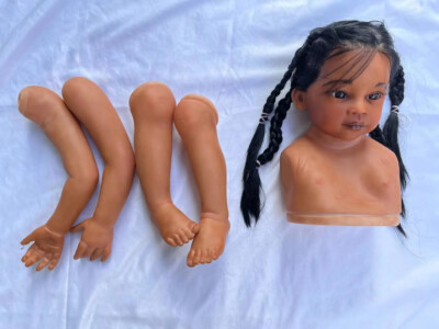 28'' Artist Painted African Toddler Reborn Doll Mold Unfinished Kits w/ Dark Skin
