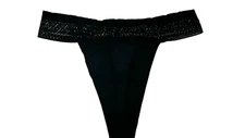 Yonitox Organic  Period Panties Underwear - Thong Lace Waist - Black Size Small