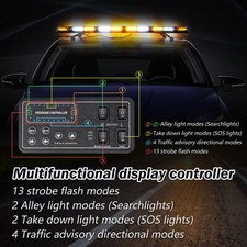 Led Strobe Light Bar Emergency Rooftop Warning Security Hazard Flash-amber White Led Strobe Light Bar Emergency Rooftop Warning Security Hazard Flash-amber White
