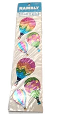 Vintage Hambly Studios Colorful Glitter Hot Air Balloons 6 Stickers 1 Sheet NEW