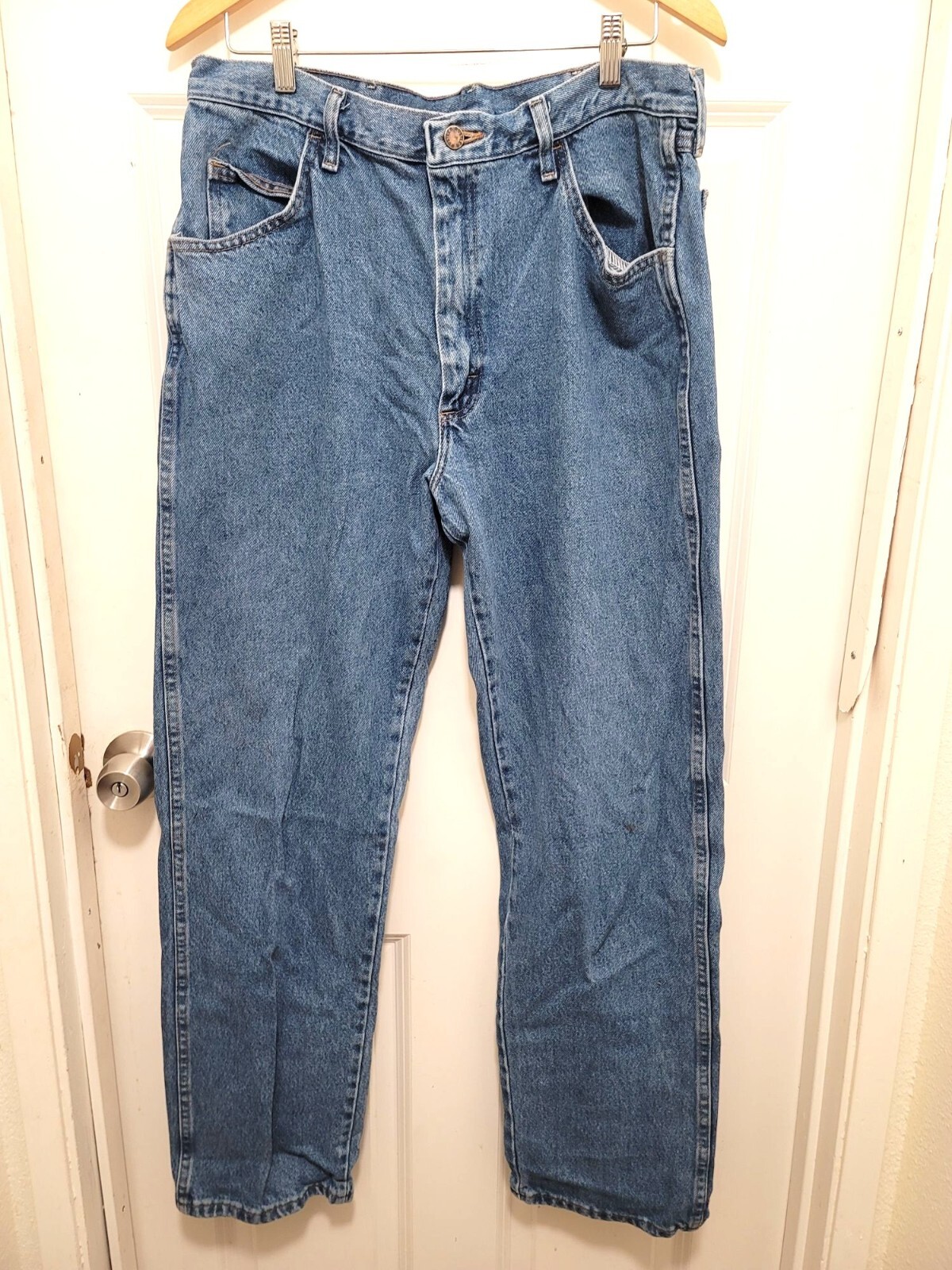Vintage Rustler Loose Fit Tapered Leg Blue Denim Jeans Size 36 x 32