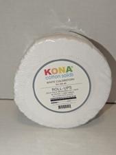 Robert Kaufman Kona Cotton Solid White Colorstory Jelly Roll Fabric 40 x 2.5"