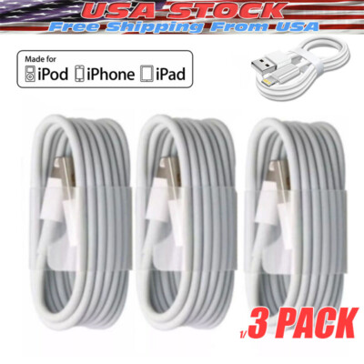 3PACK USB Data Fast Charger Cable Cord For Apple iPhone 5 6 7 8 X 11 12 13 MAX