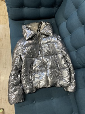 KYLIE Silver Shiny Puffer Jacket 