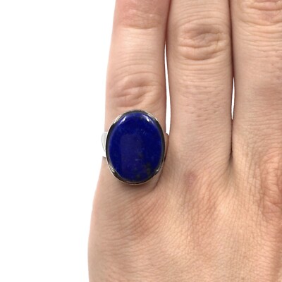 Lapis Lazuli Men's Signet Ring Lapis Lazuli 925 Silver Jewelry Blue 18.4mm / 58