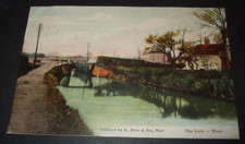 1904 real photo style postcard THE LOCK WARE Hertfordshire posted from Amwell