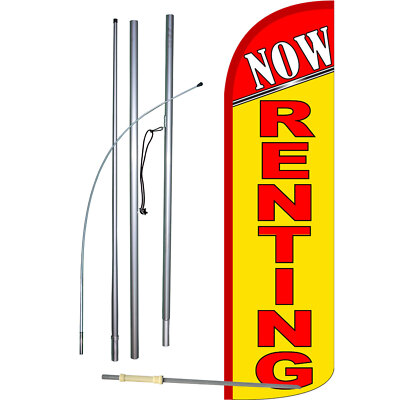 Now Renting Flag with Flag Pole and Spike | eBay