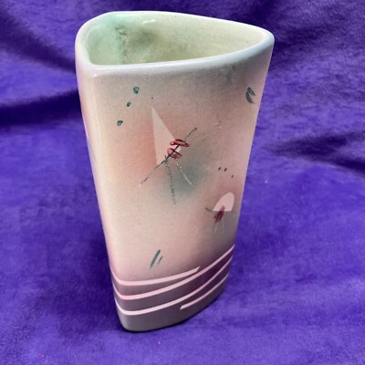 Judith Stiles Art Pottery Triangle Vase 6'' Tall Unique
