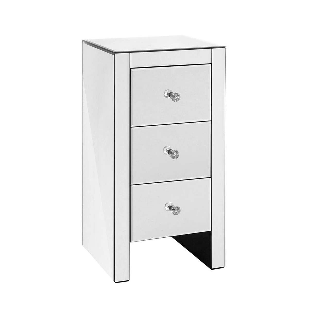 NEW Artiss Mirrored Bedside Table Mirror Glass Quenn Silver
