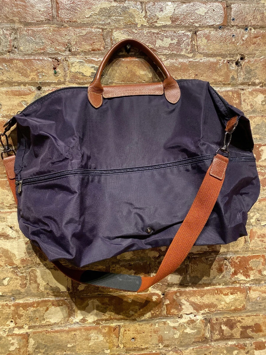 AUTHENTIC Longchamp Le Pliage Expandable Duffel Weekend Travel Tote Bag Purple
