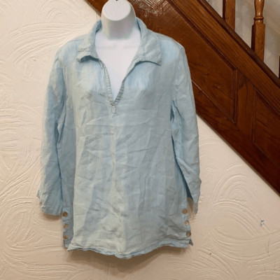 St tropes side buttons linen shirt L
