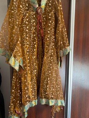  Roza Collection KSA Sheer Chiffon Kaftan Abaya Embroidered Dress Size M