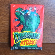 Topps Dinosaurs Attack! Sealed Pack 1988 5 Cards Sticker Bubble Gum