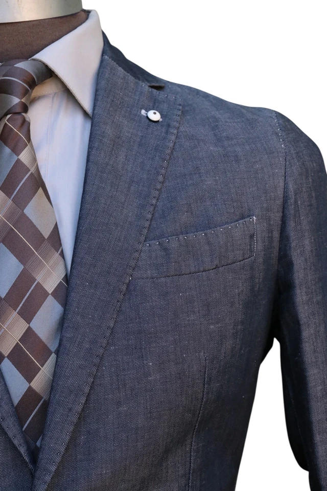 LBM 1911 Limited Edition Gray Linen Cotton Two Button Blazer Jacket 40R - Image 4 of 4