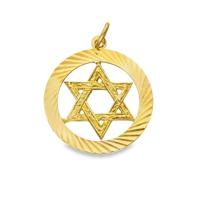 Flacher sechszackiger Stern-Anhänger 9 kt Gelbgold - 24 x 28 x 1 mm - 2,1 g