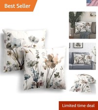 Modern Decorative Flower Pillow Covers 18x18 - Pack of 2 for Sofa Bedroom